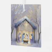 Christelijke kerststal Heilige Familie Kerstmis Glas Ornament (Voorkant links)