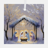 Christelijke kerststal Heilige Familie Kerstmis Glas Ornament (Achterkant)
