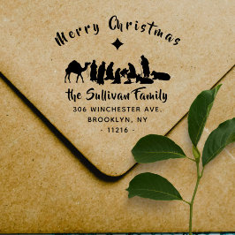 Christelijke kerststal kerst retour adres rubberstempel