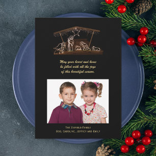 Christelijke kerststal kerstmis foto platte Kaart