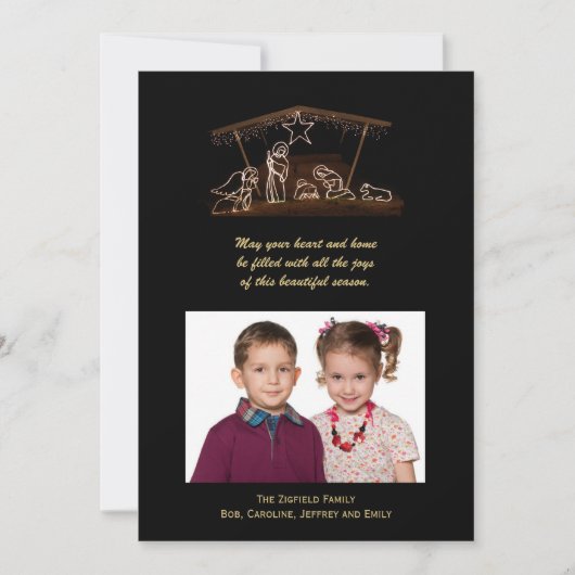 Christelijke kerststal kerstmis foto platte Kaart (Voorkant)