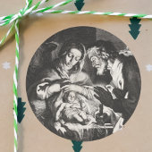 Christelijke kerststal manager ronde sticker