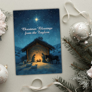 Christelijke kerststal Star Religious Christmas Feestdagenkaart