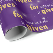 Christelijke kersttekst voor Paars Cadeaupapier (Rol Hoek)