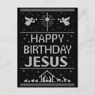 Christelijke Kersttrui Happy Birthday Jesus Feestdagenkaart