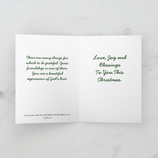 Christelijke kerstvarens feestdagen kaart (Binnen)