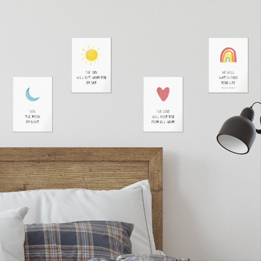 Christelijke kinderen Bijbel vers set van 4 afdruk (Slaapkamer)