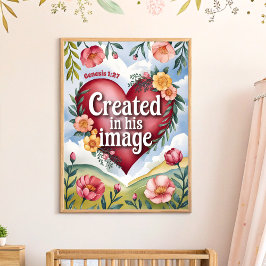 Christelijke kinderkamer muurdecoratie 'Geschapen  Poster
