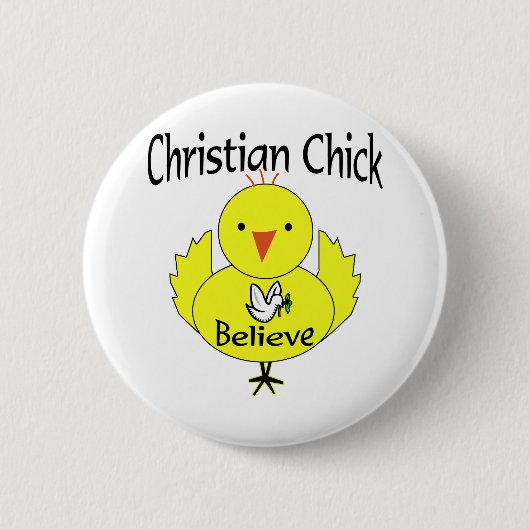 Christelijke kip ronde button 5,7 cm (Voorkant)