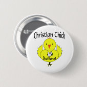 Christelijke kip ronde button 5,7 cm (Voorkant /achterkant)