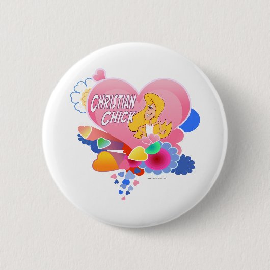 Christelijke kip ronde button 5,7 cm (Voorkant)