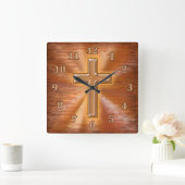 Christelijke klokken met Gold Cross Grunge Backgro (Huis)