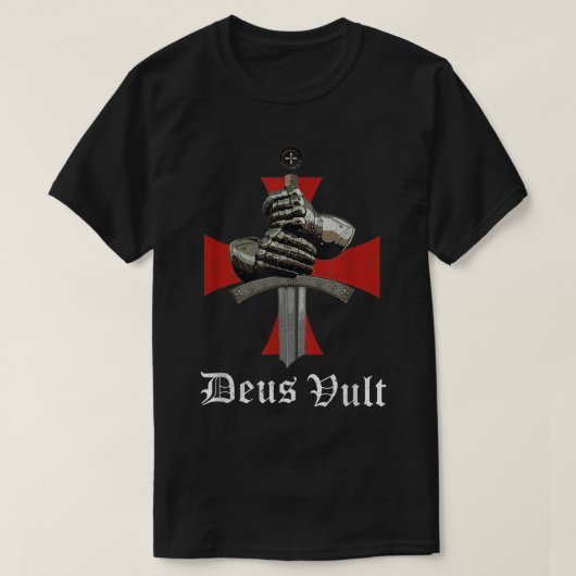 Christelijke Knight Templar Crusader Sword Armor D T-shirt (Design voorkant)