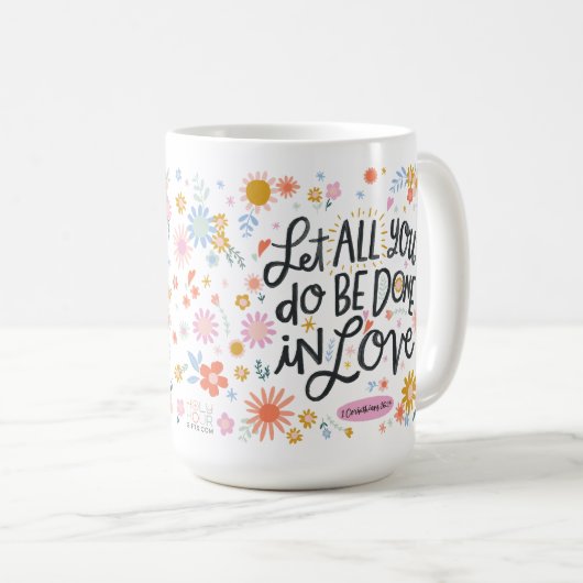 Christelijke koffie Mok - Klaar in de liefde (Voorkant rechts)