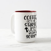 Christelijke koffie-Mok Tweekleurige Koffiemok (Voorkant links)