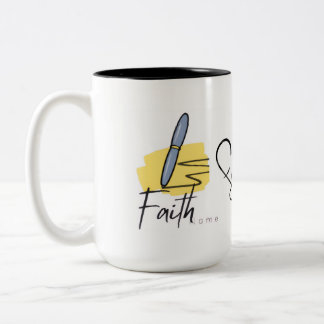 Christelijke koffiemok met het woord geloof 450ml tweekleurige koffiemok
