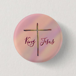 Christelijke Koning Jezus met Kruis Ronde Button 3,2 Cm