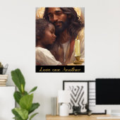 Christelijke kracht van Jezus en kind Poster (Thuiskantoor)