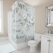 Christelijke kroon op Beauty Blue Floral Douchegordijn (In situ)