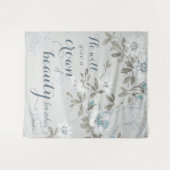 Christelijke kroon op Beauty Blue Floral Wandkleed (Voorkant (horizontaal))