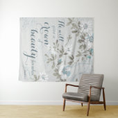Christelijke kroon op Beauty Blue Floral Wandkleed (In Situ (horizontaal))