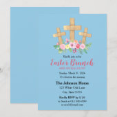 Christelijke Kruis & Bloemen Religieuze Paasbrunch Kaart (Voorkant / Achterkant)