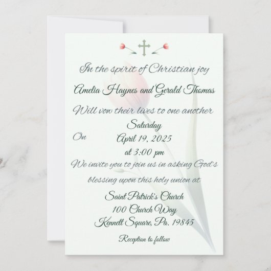 Christelijke kruis en tulp huwelijksuitnodiging kaart (Voorkant)