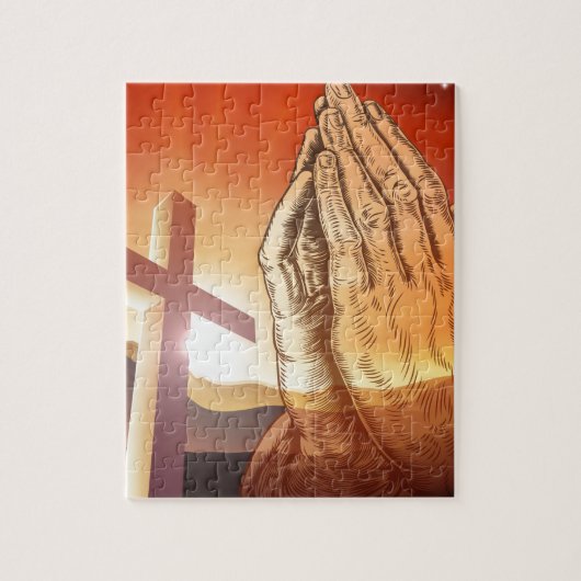 Christelijke kruis Praying Hands Legpuzzel (Verticaal)