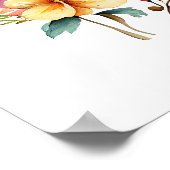 Christelijke Kruis & Waterverf Bloemen Poster (Hoek)