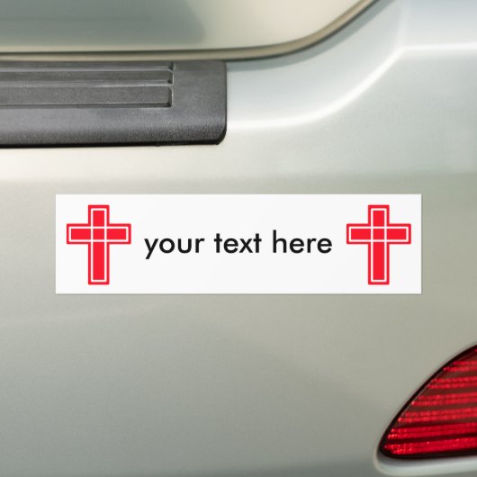 Christelijke kruisbumper sticker voor jouw tekst (Op auto)