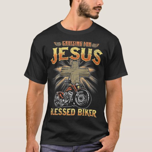 Christelijke kruisende Jezus zonder motorfiets T-shirt (Voorkant)