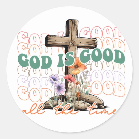 Christelijke kruisgod is altijd goed ronde sticker (Voorkant)