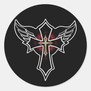 Christelijke kruisje ronde sticker