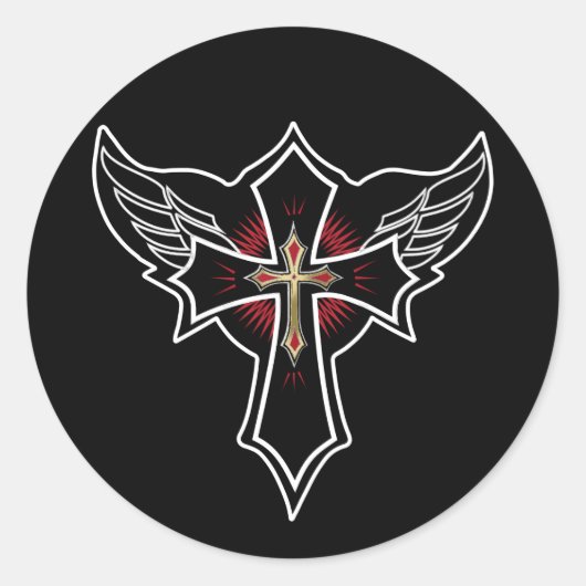 Christelijke kruisje ronde sticker (Voorkant)