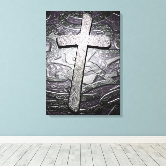 Christelijke kruiskunst canvas afdruk (Insitu (Houten vloer))