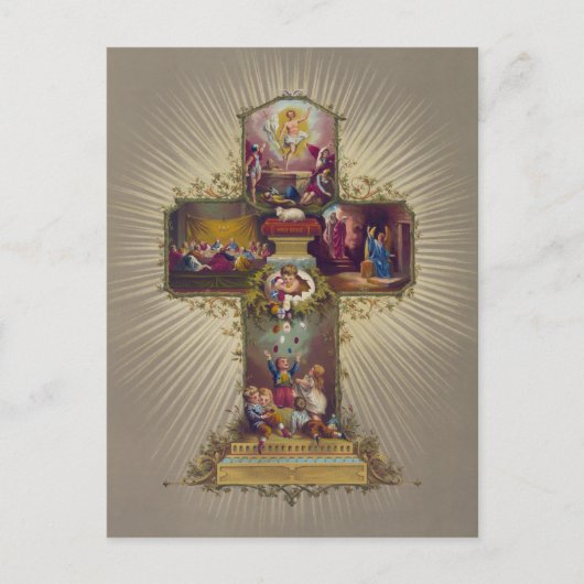 Christelijke kruisopstanding Jezus Christus Pasen Feestdagenkaart (Voorkant)
