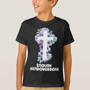 Christelijke kruisoverdosis Paarse ribbon overdosi T-shirt