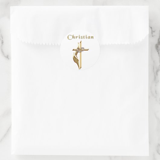 Christelijke kruissticker ronde sticker (Tas)