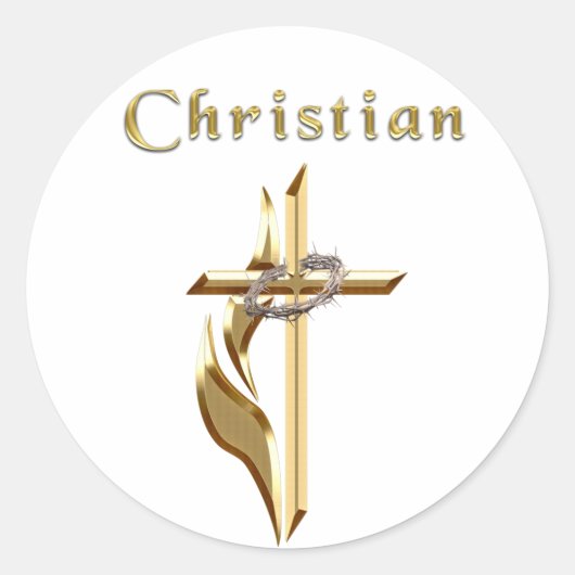 Christelijke kruissticker ronde sticker (Voorkant)