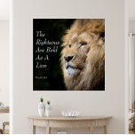 Christelijke kunst, Bold as a Lion, Prov. 28 - 1 Canvas Afdruk<br><div class="desc">Spreuken 28 vs 1 Bijbeltekst: The Righteous Are Bold as a Lion with design afbeelding of a lion on dark background. Inspirerend Christelijke muurkunst - ingepakte canvasprint. Voor evangelische gelovigen van de Bijbel.</div>