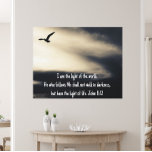 Christelijke kunst, Inspirerend, John 8 vs 12 Canvas Afdruk<br><div class="desc">Christelijke kunst - John 8 vs 12 in gewikkelde canvas print. Ontworpen met afbeelding van een duif tijdens de vlucht van duisternis naar licht. De tekst van de Schrift omvat: Ik ben het licht van de wereld. Hij die Mij volgt, zal niet in duisternis lopen, maar het licht van het...</div>