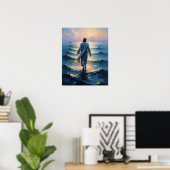 Christelijke kunst Jesus Walking on Water Printabl Poster (Thuiskantoor)