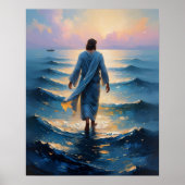 Christelijke kunst Jesus Walking on Water Printabl Poster (Voorkant)