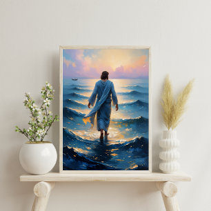 Christelijke kunst Jesus Walking on Water Printabl Poster