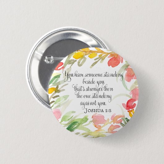 Christelijke kunst | Joshua 1:5 Ronde Button 5,7 Cm (Voorkant /achterkant)