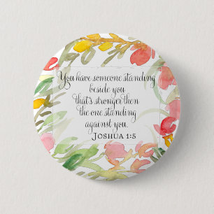 Christelijke kunst   Joshua 1:5 Ronde Button 5,7 Cm