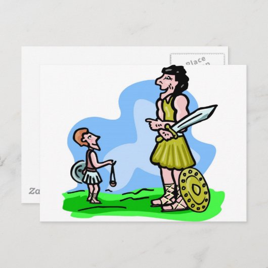 Christelijke kunst van David en Goliath Briefkaart (Voorkant / Achterkant)