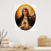Christelijke kunst van het heilige hart van Jezus Poster (Keuken)