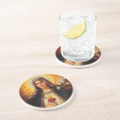 Christelijke kunst van het heilige hart van Jezus  Zandsteen Onderzetter (Zijkant)