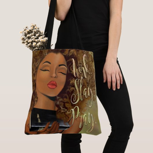 Christelijke kunstwerk Splej Pray Cross Body Canva Tote Bag (Dichtbij)